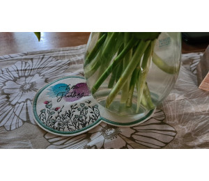 Stickdatei ITH - MugRug Blumenwiese rund inkl. Satin